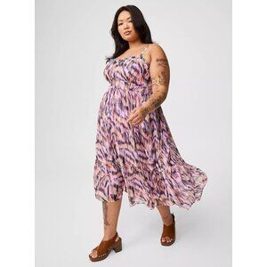 Torrid Sleeveless Chiffon Tiered Midi Dress Purple Size 3X NEW